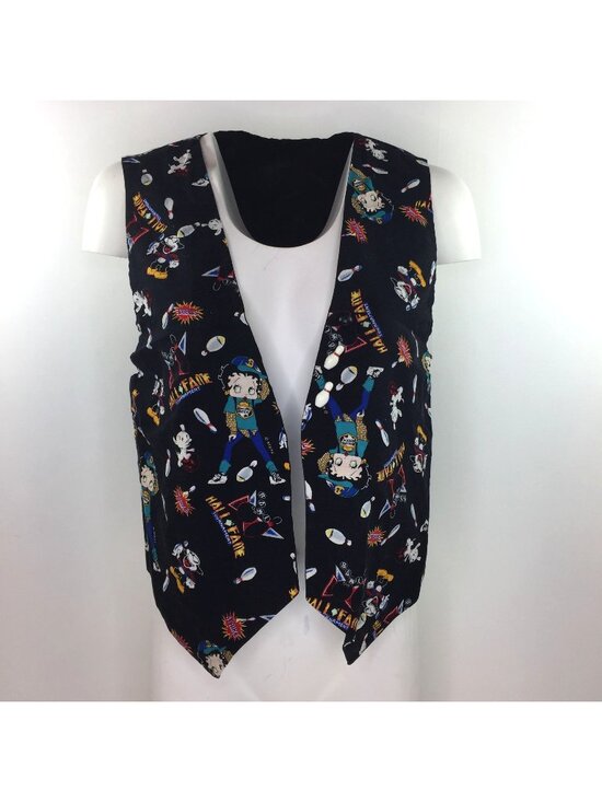 Handmade Jackets & Blazers - Handmade Womens Betty Boop Bowling Black Vest